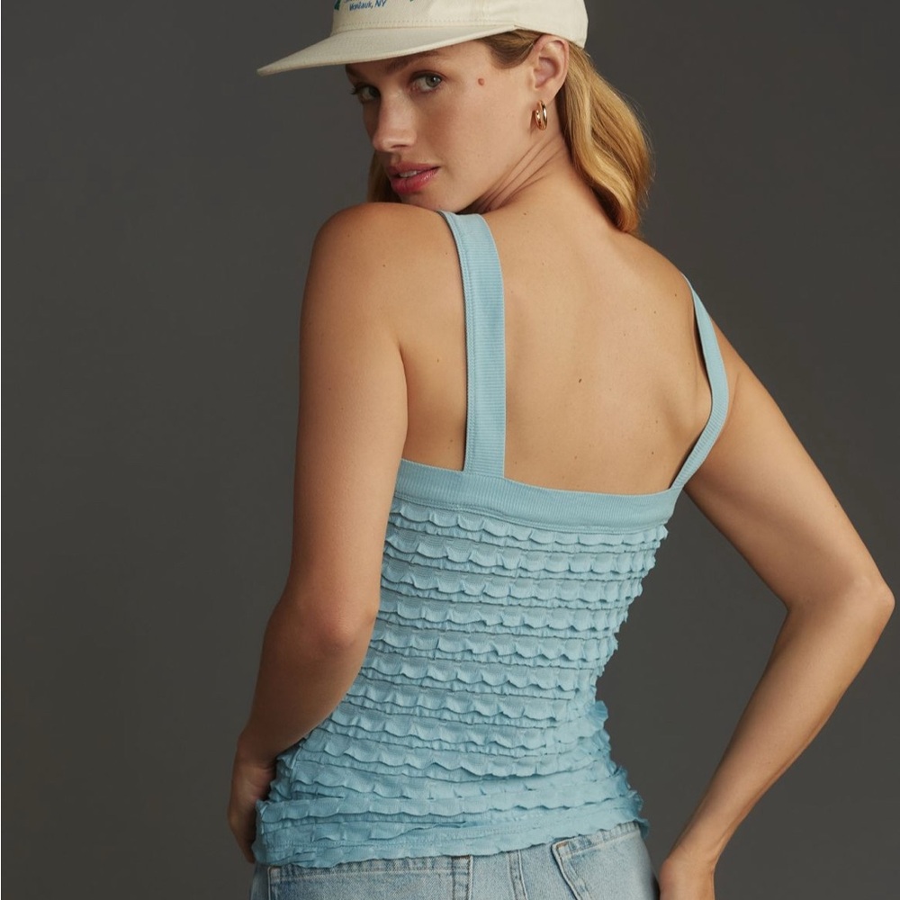 By Anthropologie Scoop Neck Ruffled Tank - Picture 3 of 7